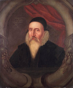  A sixteenth century portrait of John Dee, artist unknown. According to Charlotte Fell Smith, this portrait was painted when Dee was 67. It belonged to his grandson Rowland Dee and later to Elias Ashmole, who left it to Oxford University.